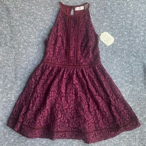 Altar’d State Burgundy Floral Lace Cocktail Dress